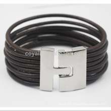 Multilayer Braided Rope Leather Bracelets With Metal Hook Closure